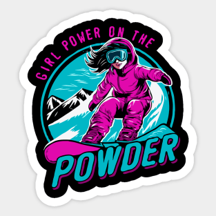 Girl Power on the Powder, Snowboarding Girl Sticker